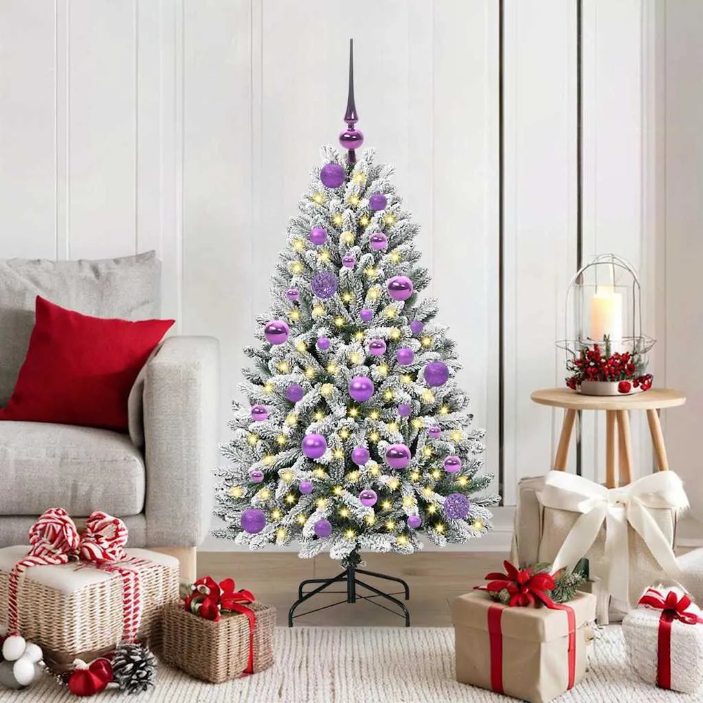 vidaXL Árvore de Natal Artificial Verde e Branco 120 cm PVC e Metal
