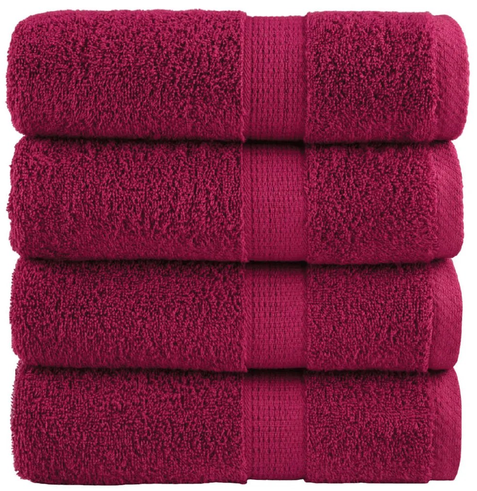 vidaXL Toalhas de bidé premium SOLUND 4 pcs 30x50 cm 600 gsm bordô