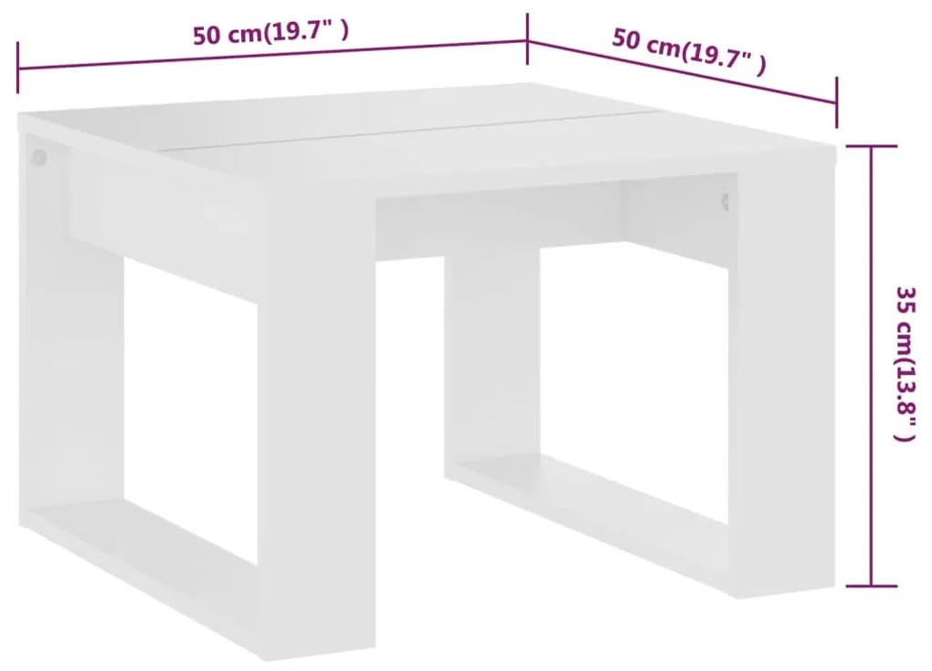 Mesa de apoio 50x50x35 cm derivados de madeira branco