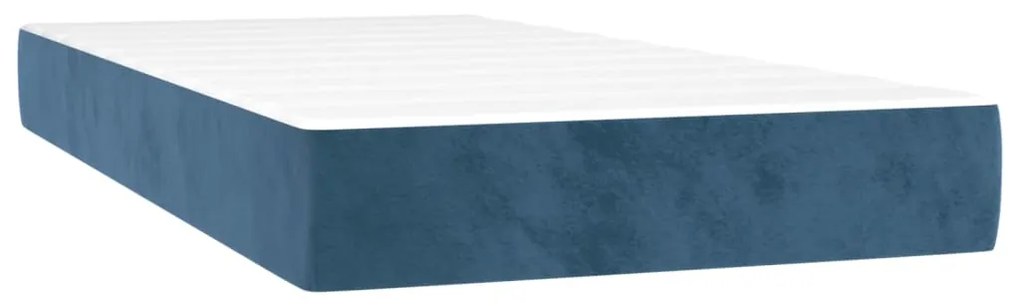 Cama box spring c/ colchão/LED 100x200 cm veludo azul-escuro