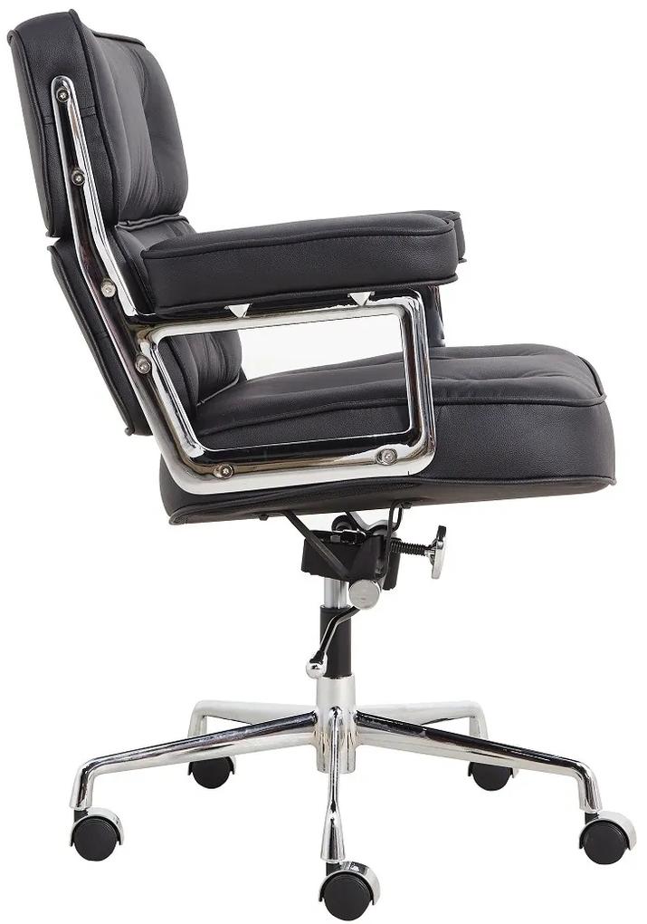 Cadeira de escritório EA20M, giratório, aluminio, pele top preta