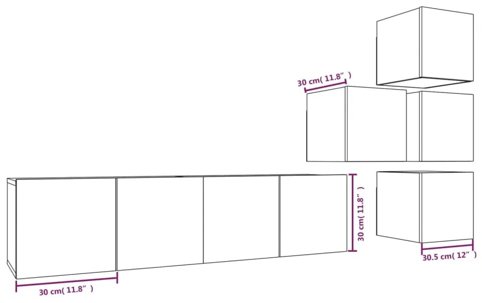 Conjunto móveis de TV 6 pcs madeira processada sonoma cinza