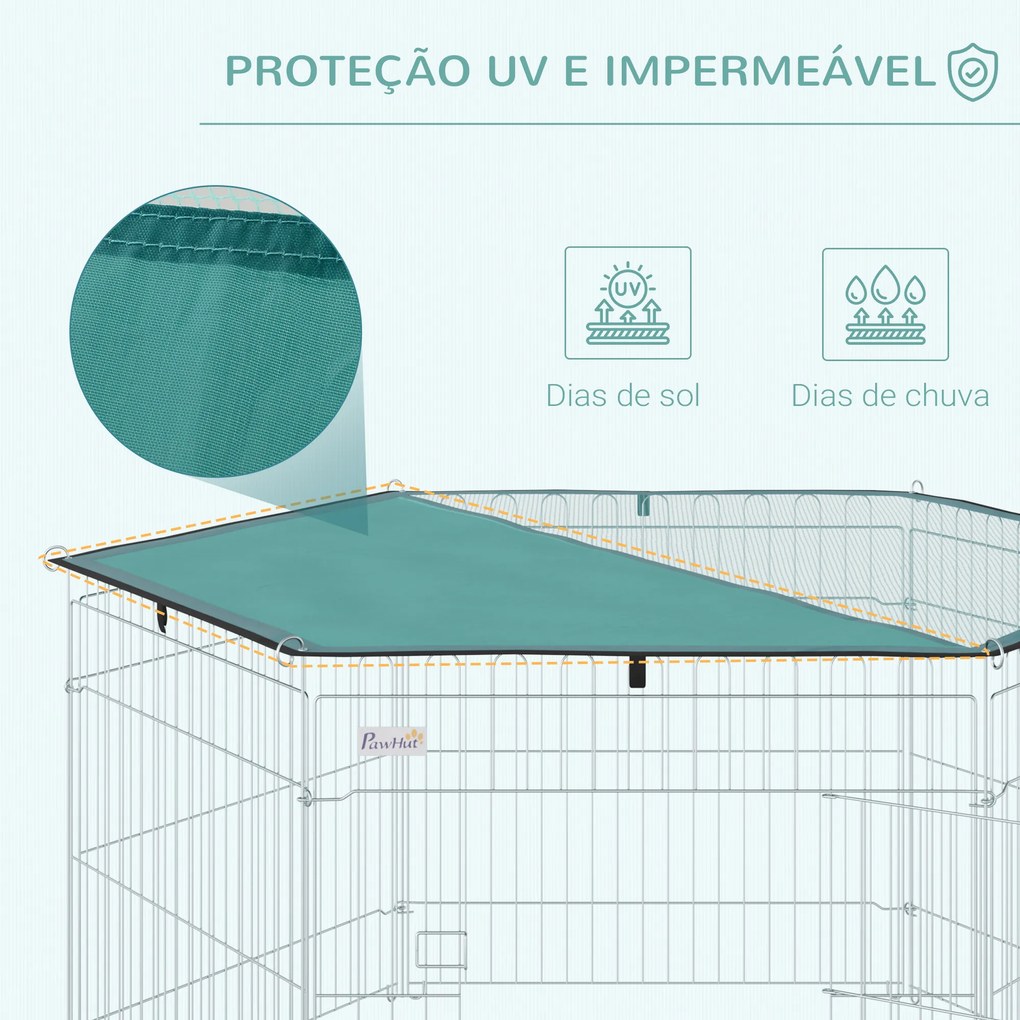 PawHut Parque para Animais de Estimação com 6 Painéis 59x60cm Dobrável Cerca para Animais de Estimação com Porta com Trava e Toldo Superior para Jardim Pátio Exterior Prata