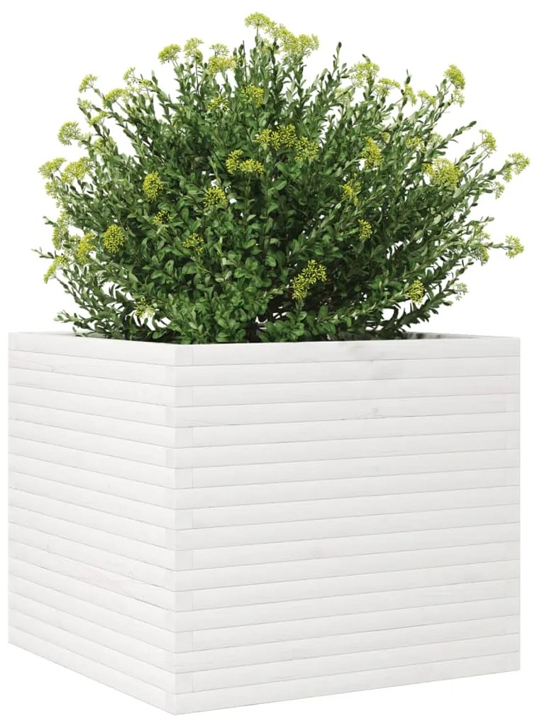 Vaso/floreira de jardim 80x80x68,5 madeira pinho maciça branco