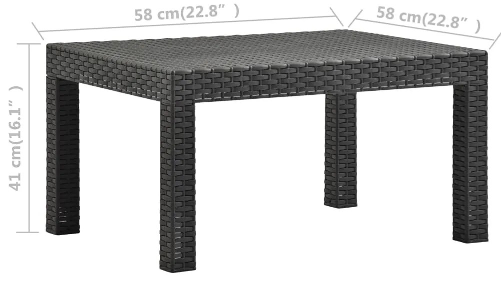 Mesa de jardim 58x58x41 cm vime PP antracite