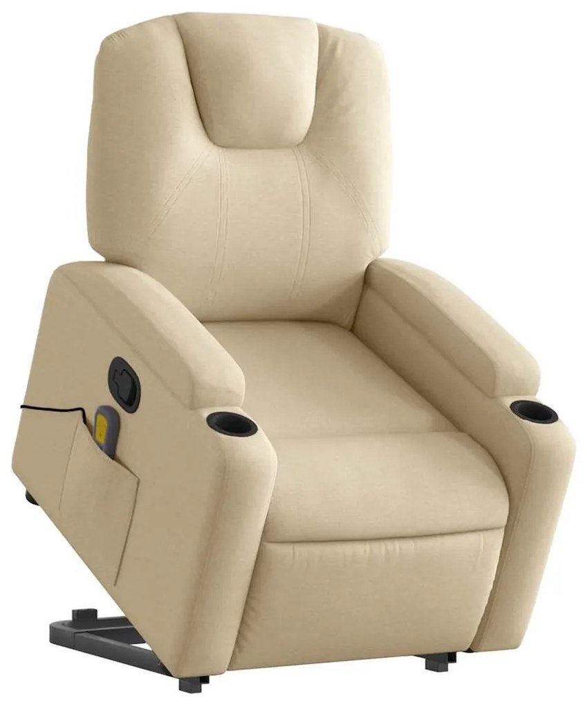 Poltrona elevatória de massagens tecido cor creme