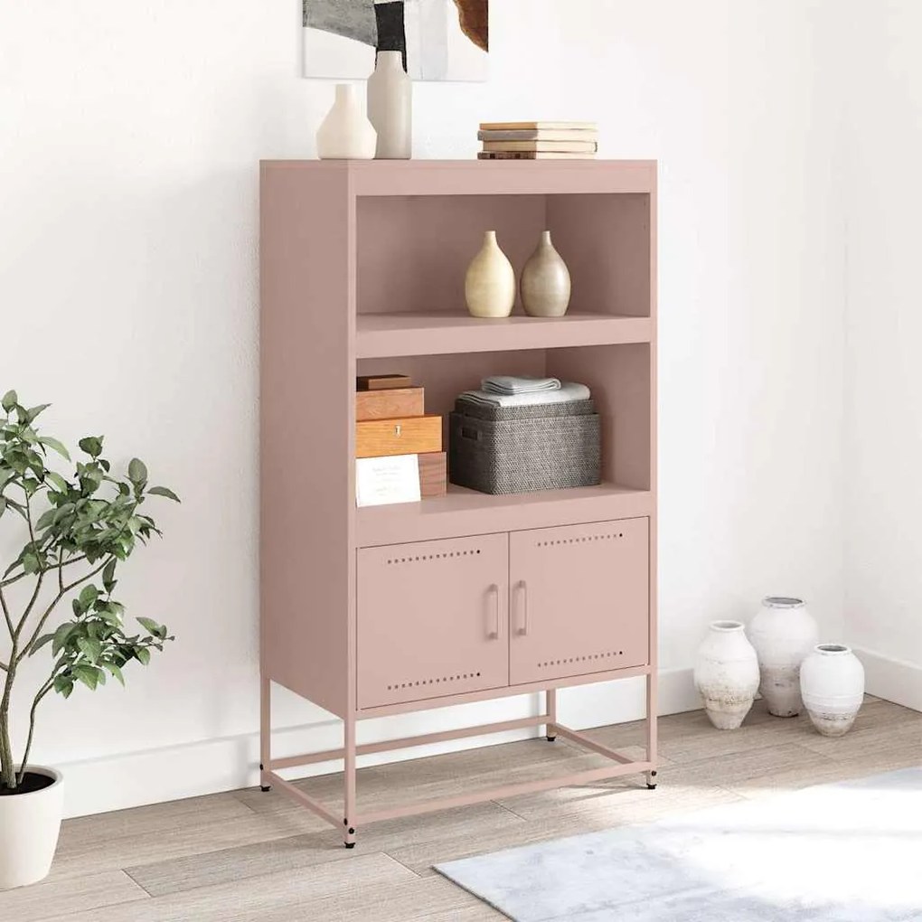 Aparador alto 68,5x38,5x123,5 cm aço rosa