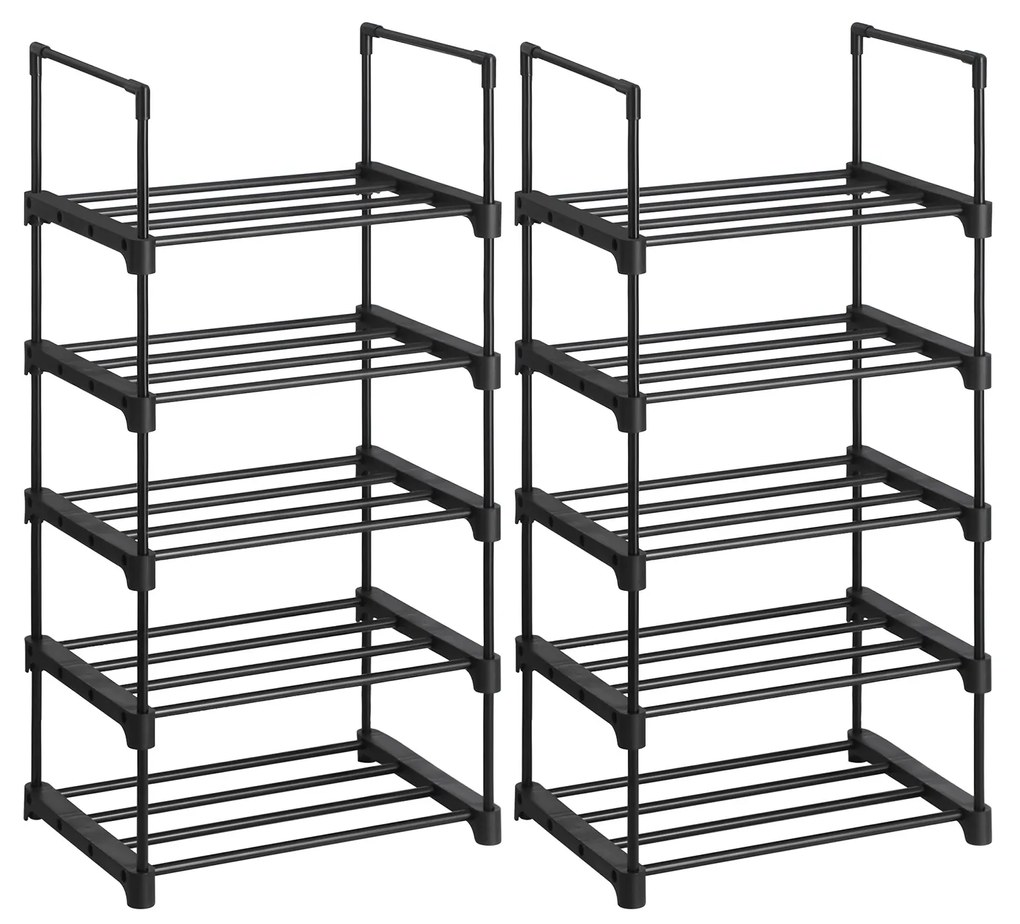 Organizador de sapatos com 5 prateleiras empilháveis | SONGMICS | 45 x 30 x 174 cm | preto | LSA055B02.