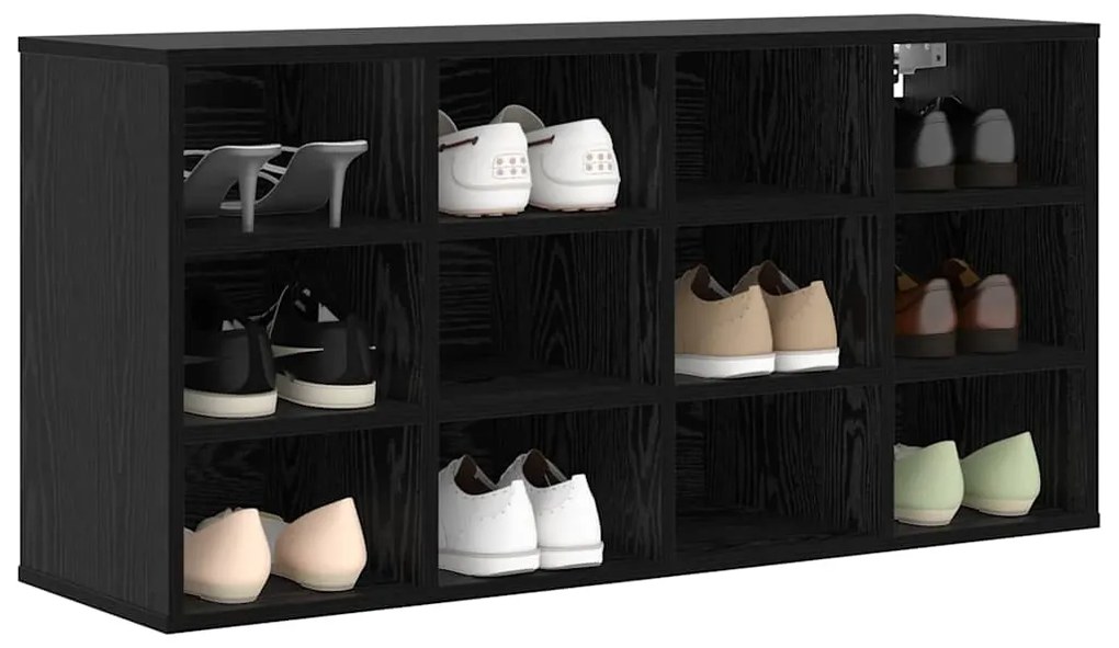 Armário de Sapatos com prateleira Carvalho preto 103x30x51 cm