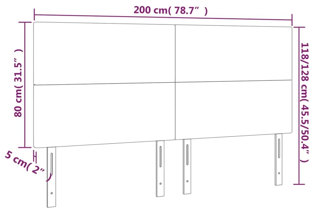 Cabeceira de cama 4 pcs couro artificial 100x5x78/88cm cinzento