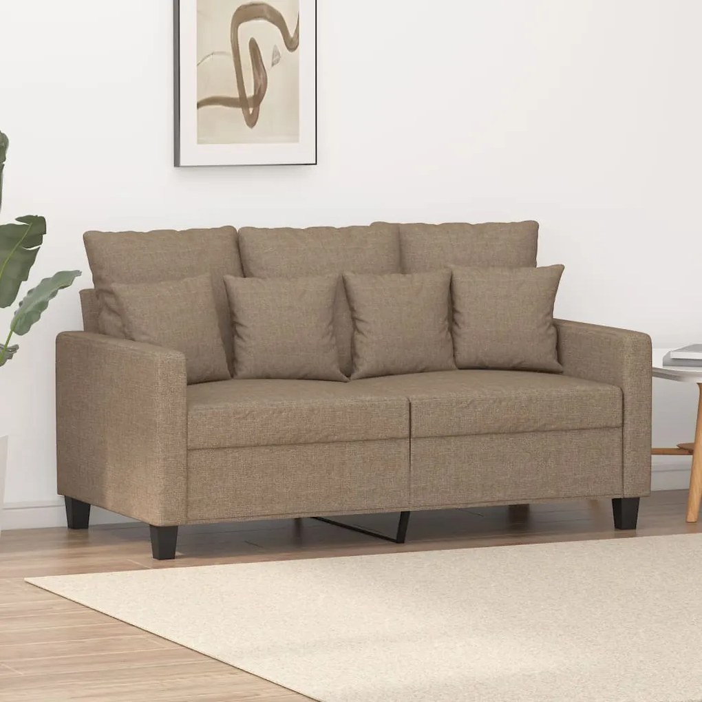vidaXL Sofá de 2 lugares tecido 120 cm cinzento-acastanhado