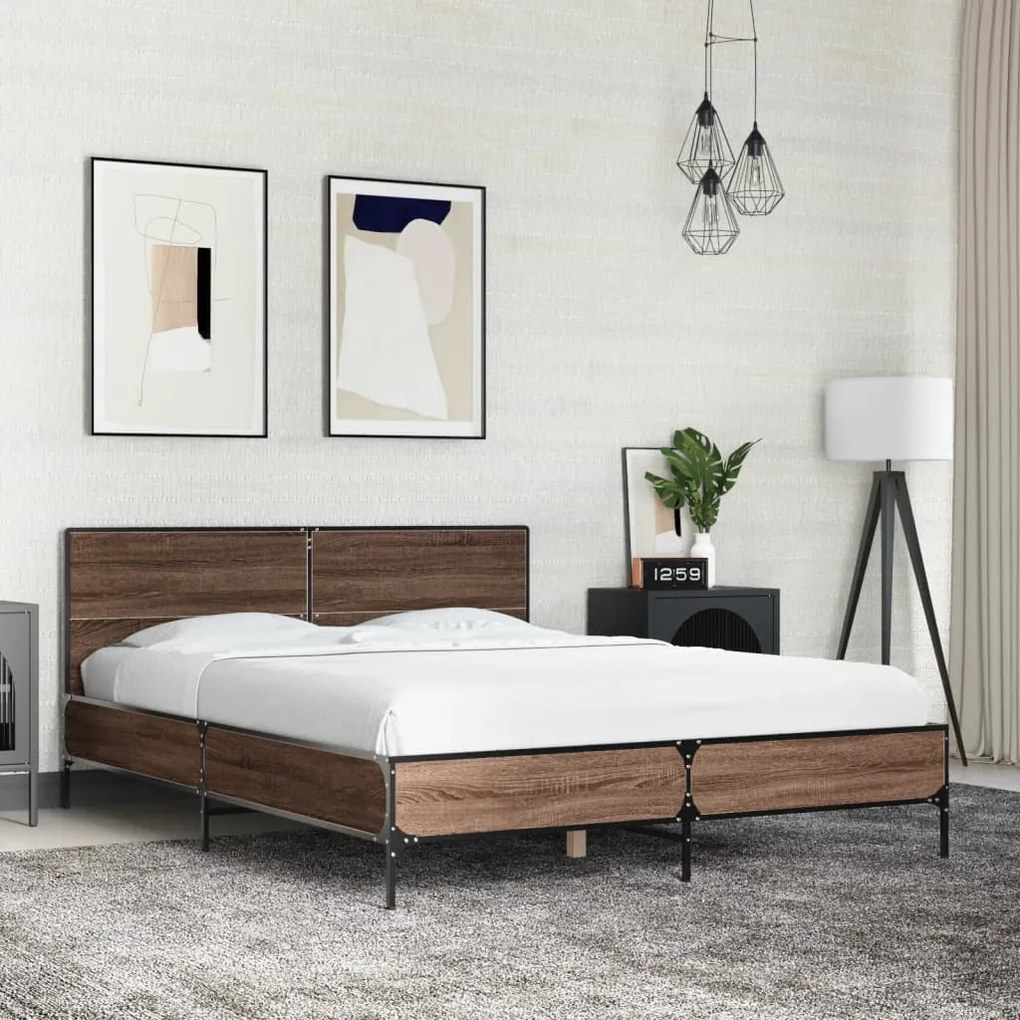 vidaXL Estrutura de cama 140x200cm derivados madeira/metal