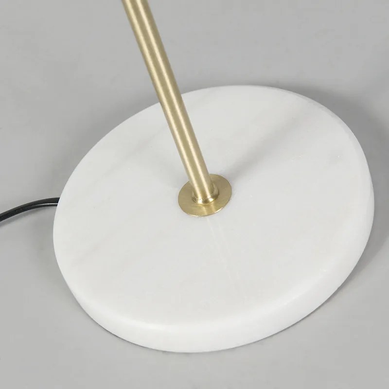 Candeeiro de mesa Retro latão com abajur plissado branco 25 cm - Kaso Retro