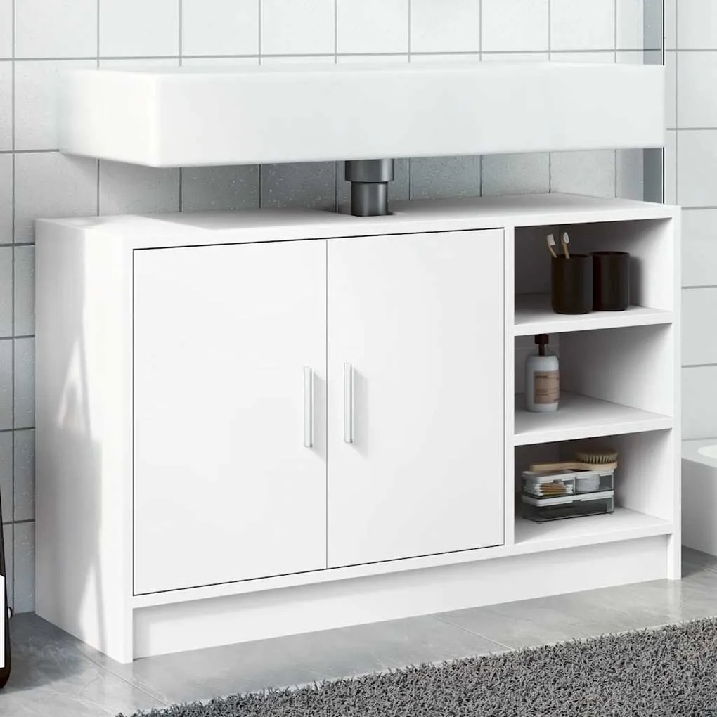 vidaXL Armário de lavatório 90x29x55 cm derivados de madeira branco