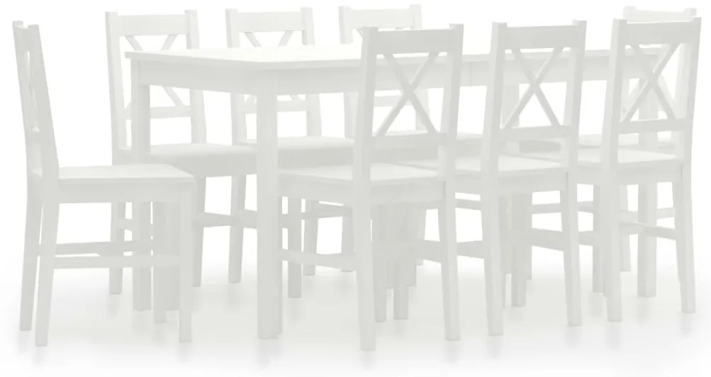vidaXL 9 pcs conjunto de jantar em madeira de pinho branco