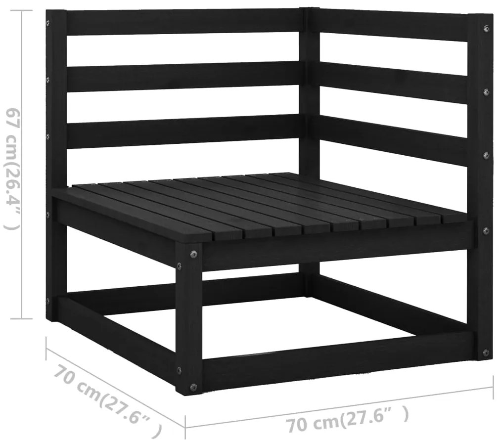 2 pcs conjunto lounge jardim c/ almofadões pinho maciço preto