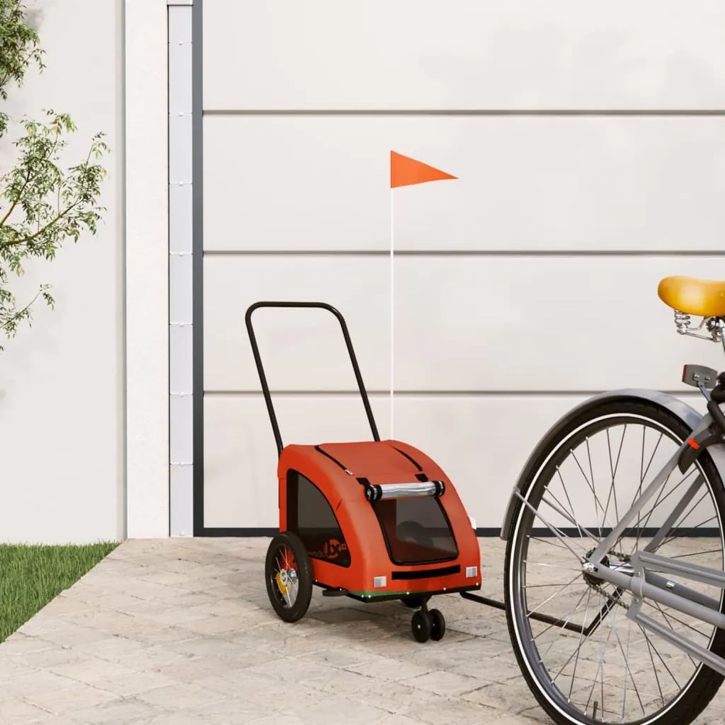 vidaXL Reboque bicicleta p/ animais tecido oxford/ferro laranja/cinza