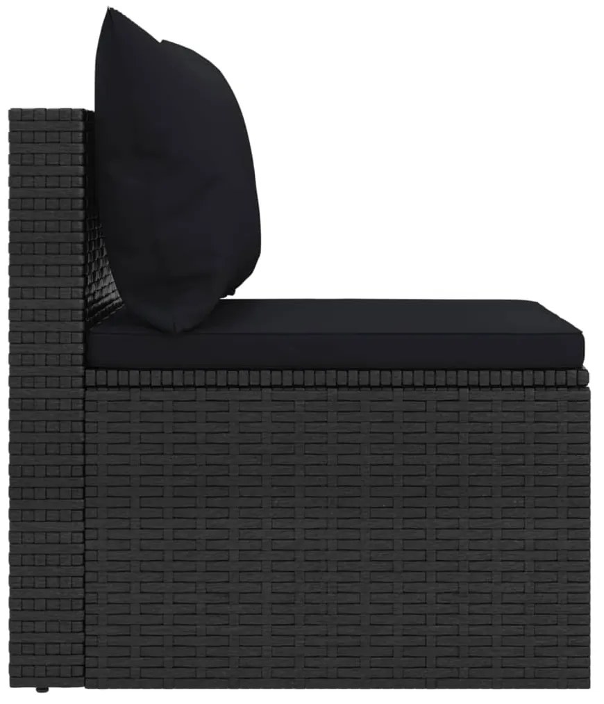 4 pcs conjunto de sofás para jardim c/ almofadões vime PE preto