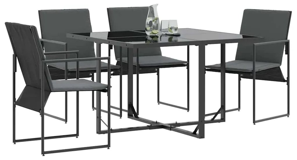 Cadeiras de Jardim com Almofadas 4 pcs Preto Textilene