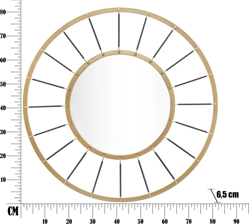 ESPELHO DE PAREDE GLAM DARK Ø 81X6,5 CM (ESPELHO CM Ø 41,5) DOURADO E PRETO