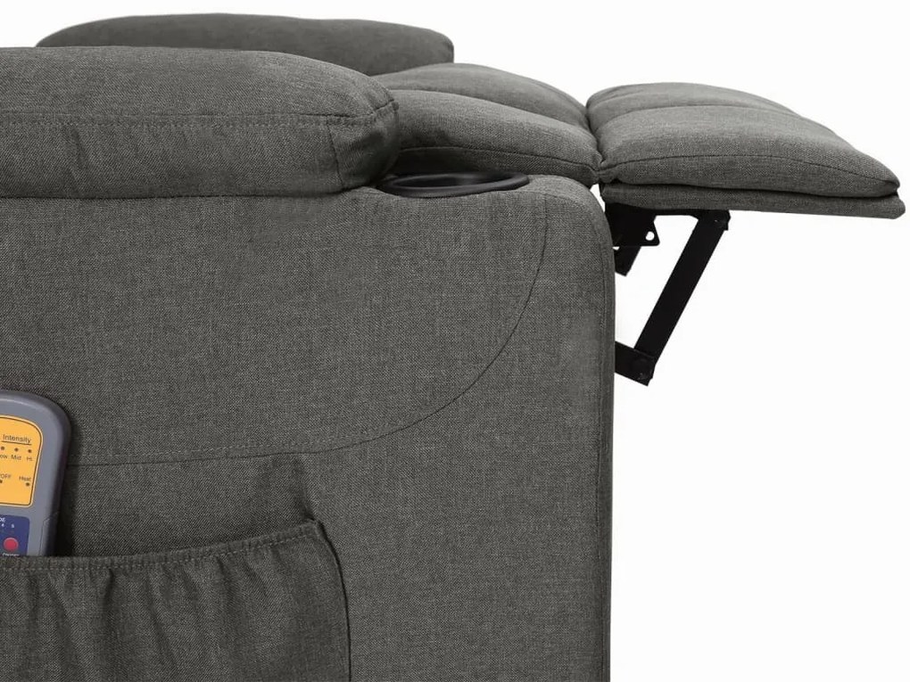 Poltrona de massagens elevatória tecido cinzento-escuro
