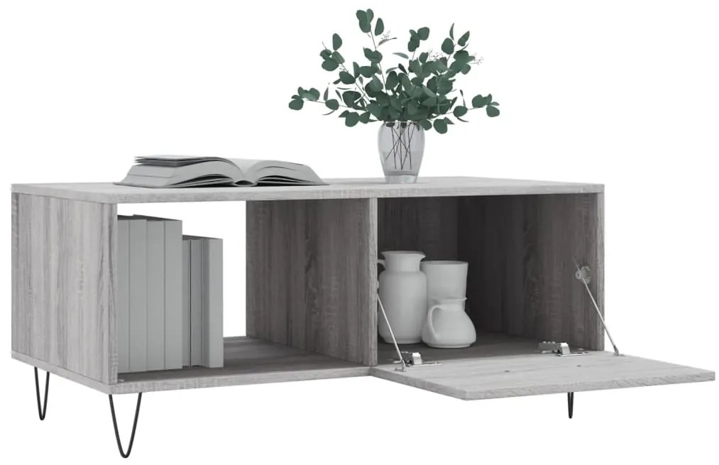 Mesa de centro 90x50x40 cm derivados de madeira cinzento sonoma