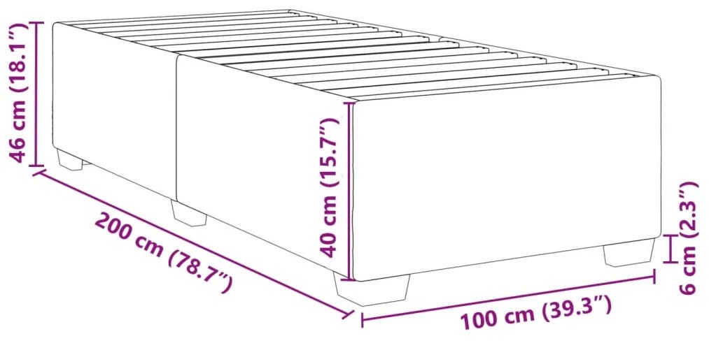 Estrutura de cama sem colchão 100x200 cm veludo cinzento-escuro