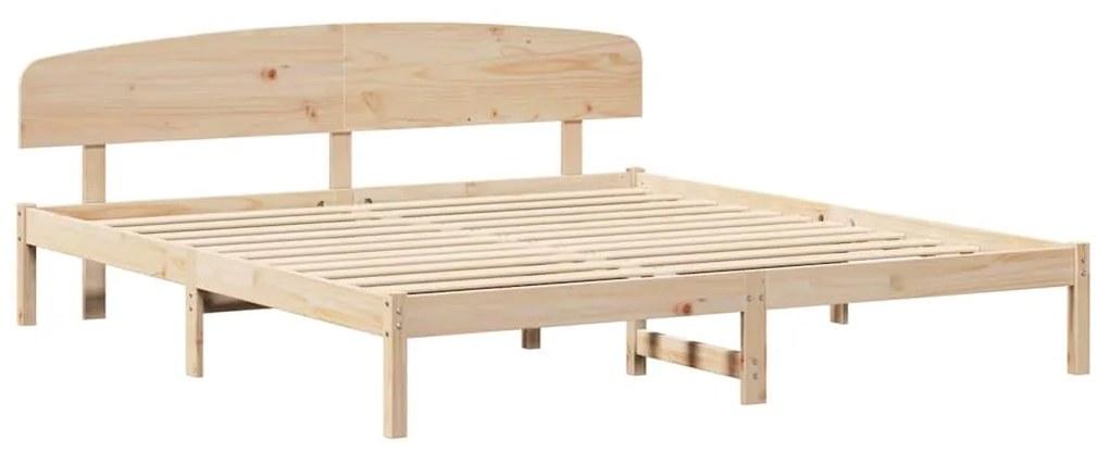 Estrado de Cama com Cabeceira 200x200 cm Madeira Maciça de Pinho