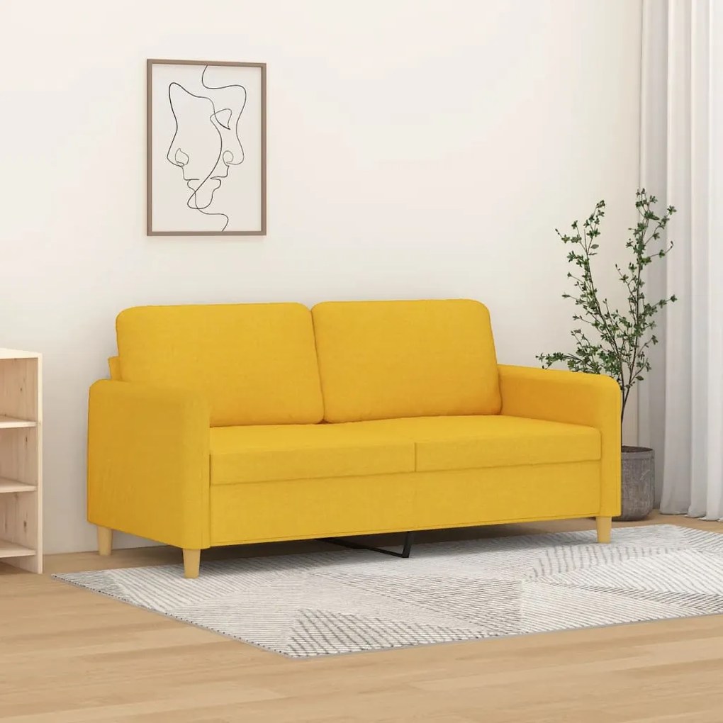 vidaXL Sofá de 2 lugares 140 cm tecido amarelo-claro