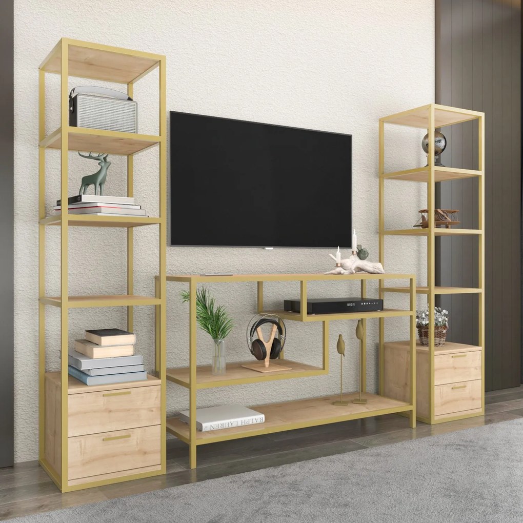 Unidade de TV Robbins – Dourado – 198 cm x 39 cm x 160 cm