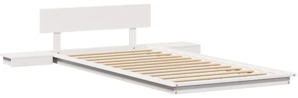 Estrutura de Cama com Mesas de Cabeceira Branca 100x200cm Madeira Maci