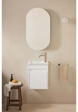 Conjunto De Móvel De Casa De Banho Suspenso Em Madeira Com Lavatório Integrado Narek Branco & Ovalado Com Armazenamento Preto 50x90 Cm - Sklum