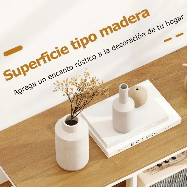 Mesa Consola 100 cm com Gaveta de Armazenamento e Estante de 4 Níveis Estilo Industrial para Sala e Corredor Natural e Branco