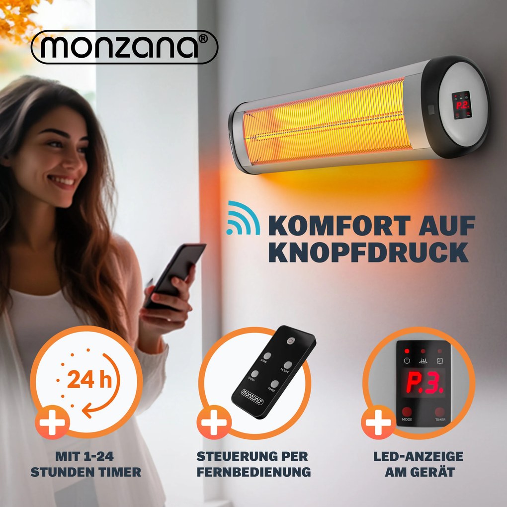Aquecedor exterior radiante MZH2501 2500W Prata