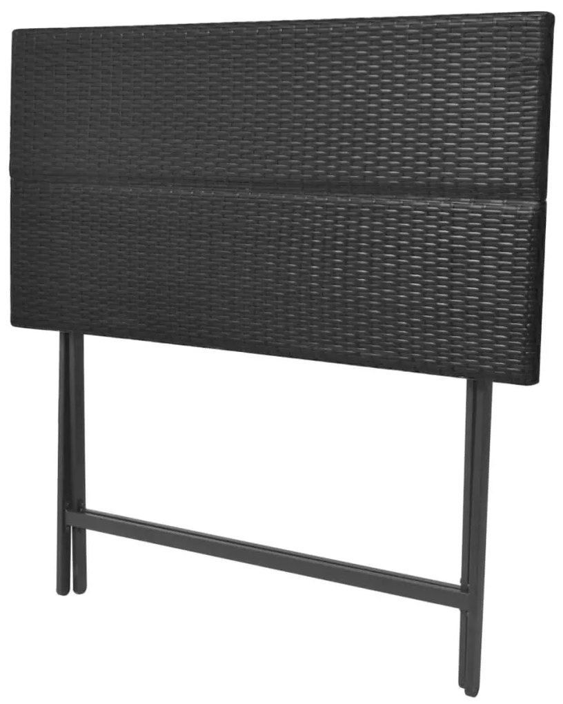 7 pcs conjunto de jantar dobrável jardim aço e vime PE preto