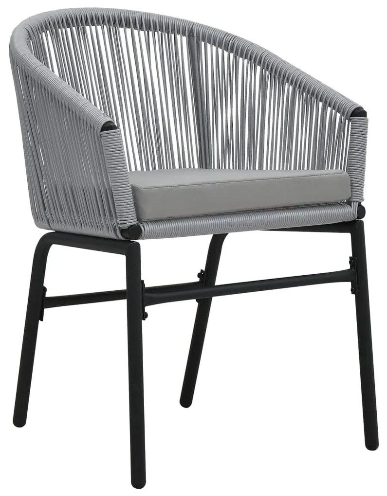 3 pcs conjunto de bistrô com almofadões vime PE cinzento