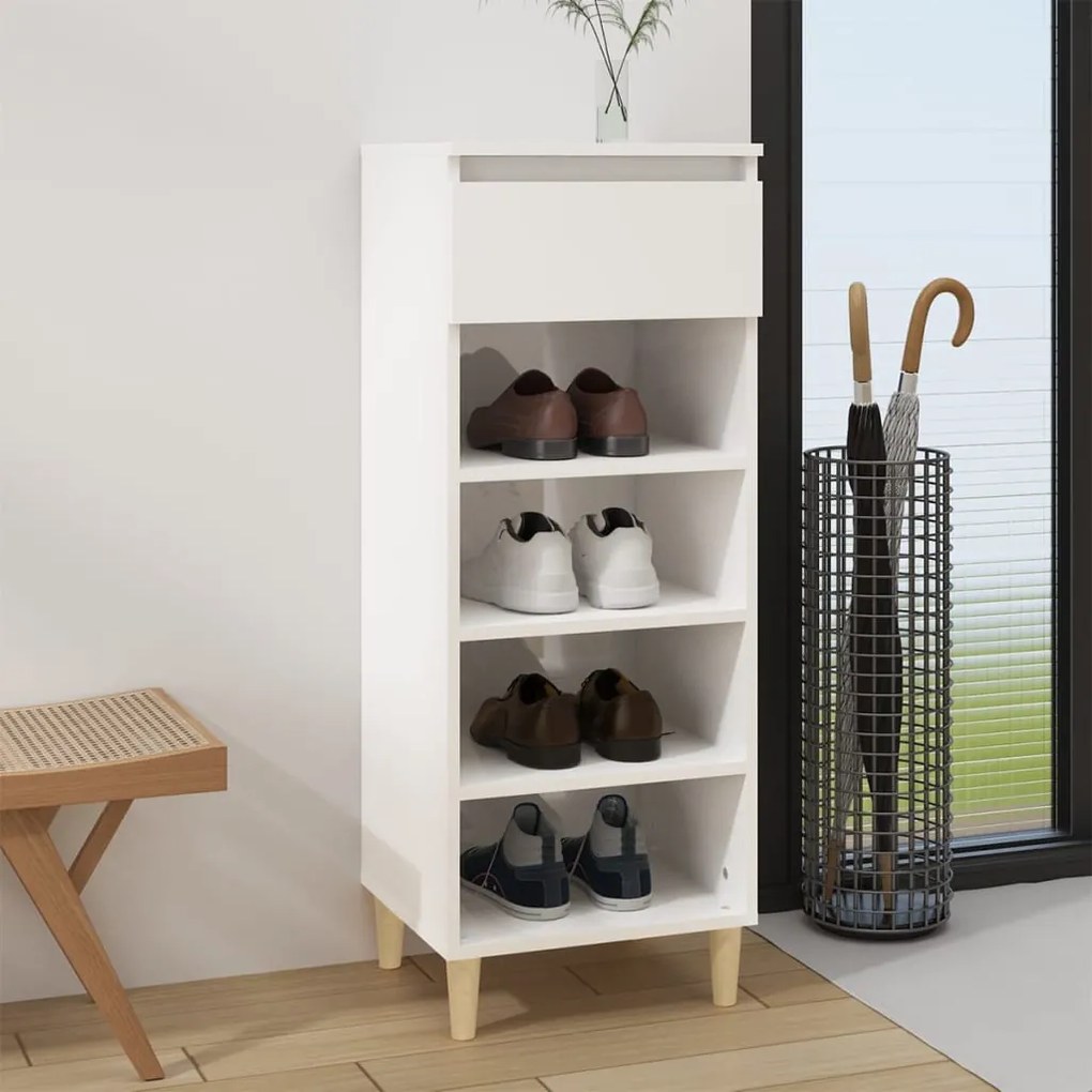 819774 vidaXL Sapateira 40x36x105 cm derivados de madeira branco brilhante