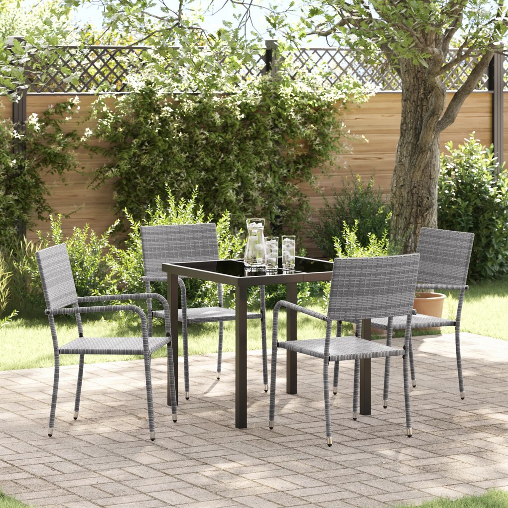 vidaXL Conjunto de Jantar para Jardim de 5 Peças Cinza Polirattan