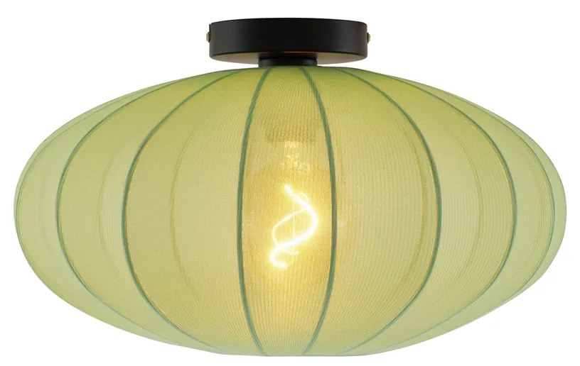 Candeeiro de Teto Japandi Verde com Abajur em Tecido - Bida