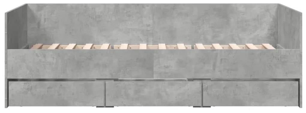 Sofá-cama com gavetas sem colchão 90x200 cm cinzento cimento