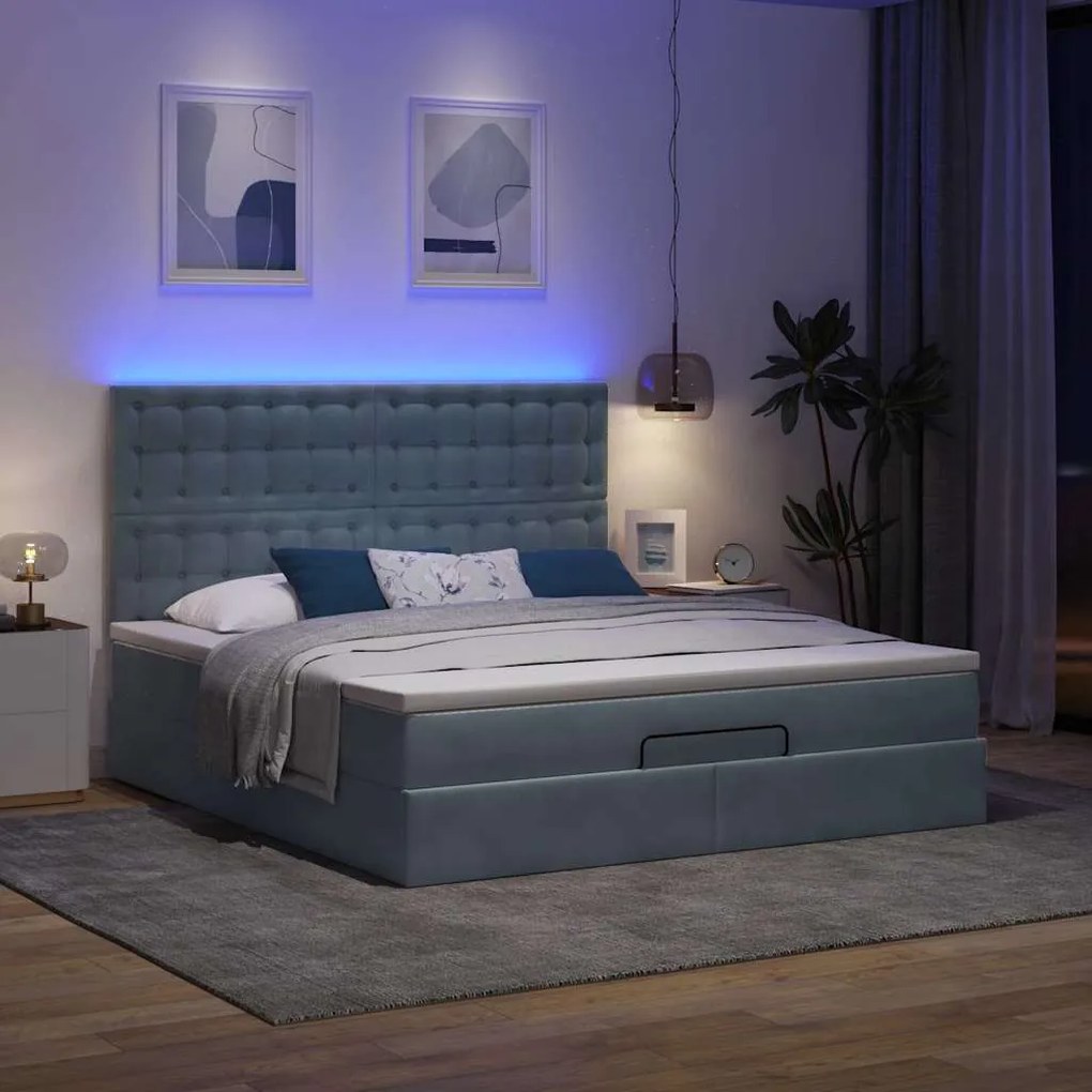 Estrutura cama otomana colchões 160x200 cm cinzento escuro