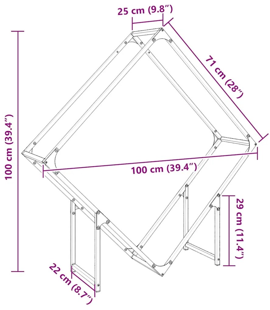 Suporte para lenha 100x25x100 cm aço laminado a frio branco