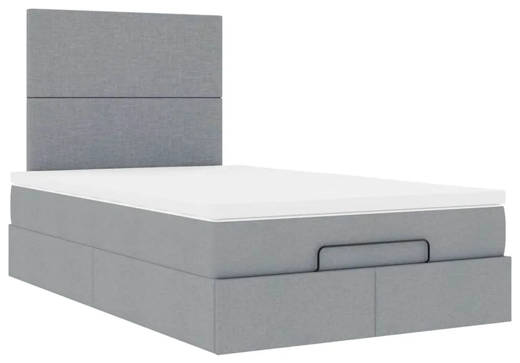 Estrutura cama otomana colchão 120x200 cm tecido cinzento claro