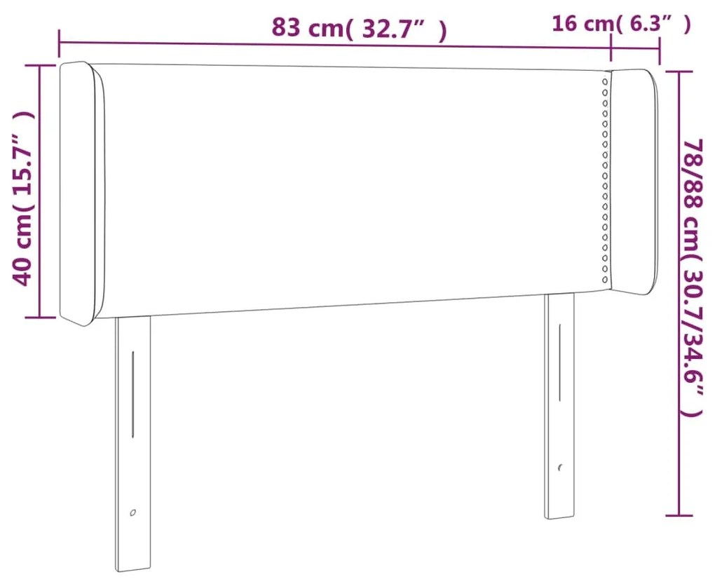 Cabeceira de cama c/ luzes LED veludo 83x16x78/88cm cinza-claro