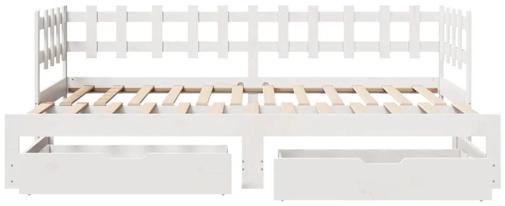 Sofá-cama com gavetão e gavetas sem colchão 90x190 cm branco