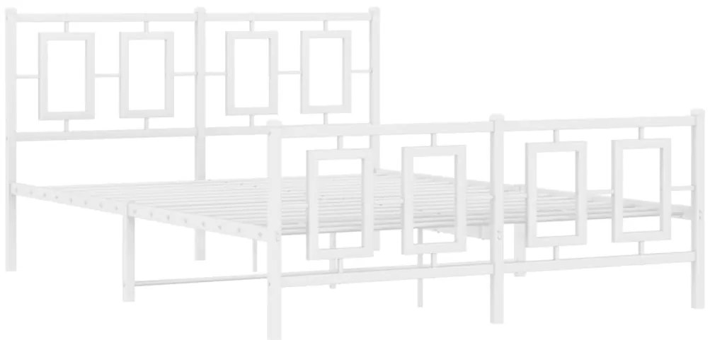 Estrutura de cama com cabeceira e pés 135x190 cm metal branco