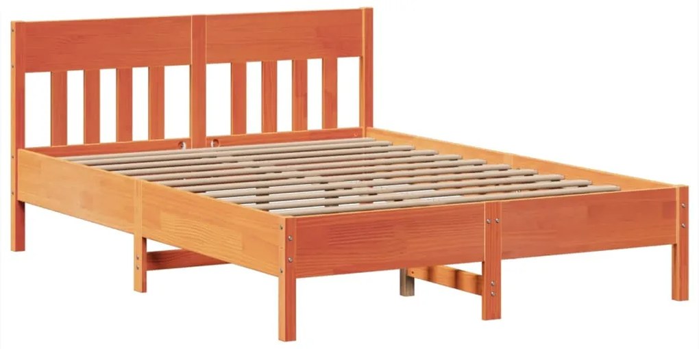 Cama sem colchão 140x190 cm pinho maciço castanho-mel