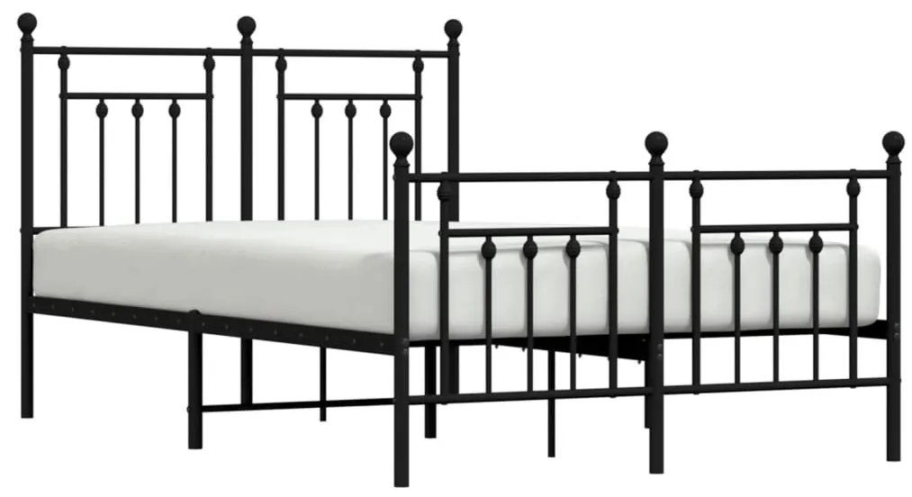 Estrutura de cama com cabeceira e pés 120x200 cm metal preto