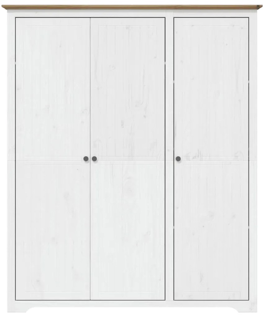 Roupeiro BODO 146x53,5x173 cm pinho maciço branco e castanho