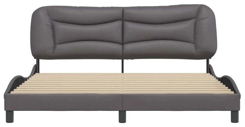 Estrutura cama c/ cabeceira 180x200cm couro artificial cinzento